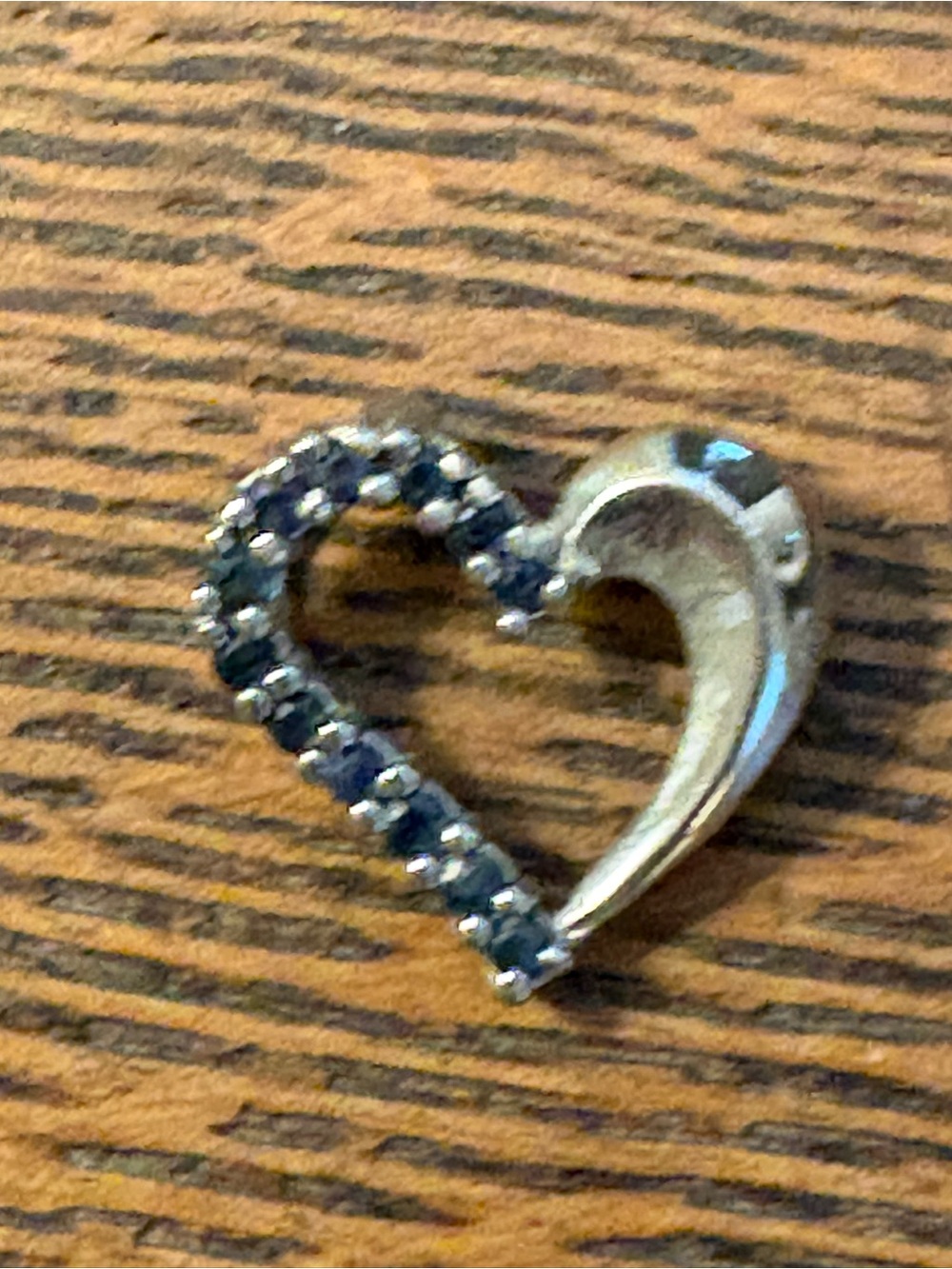 Silver 925 Stamped Sapphire Heart Pendant Vintage